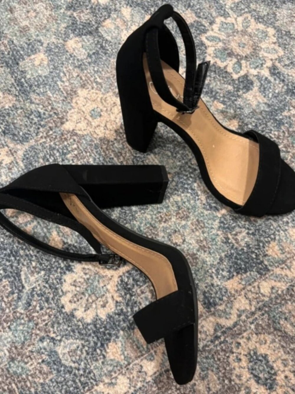 Black strap heels